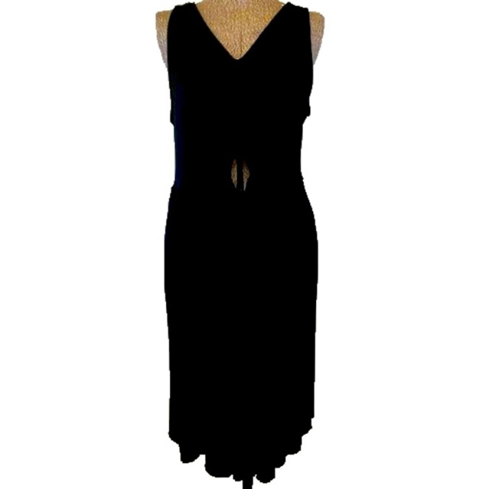 NEW! AVA & VIV Peekaboo Midi Dress Ribbed Knit Stretch Tie Gather Bust V Neck 1X